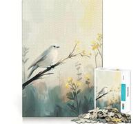 Puzzle numérique Oiseau Blanc sur Une Branche,1000 pièces,pour Adolescents,Jeu Stimulant l'esprit,Taille Uniforme,pièces précises,activité Amusante en Famille Le Soir (50x75cm)