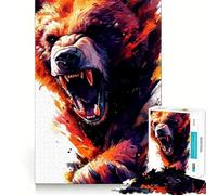 Puzzle numérique Ours Rugissant 1000 pièces Jeu de réflexion pour Adultes Image Douce et relaxante Assembler (50x75cm)