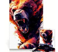 Puzzle numérique Ours Rugissant 1000 pièces Jeu de réflexion pour Adultes Image Douce et relaxante Assembler (50x75cm)