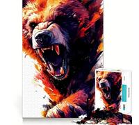 Puzzle numérique Ours Rugissant 1000 pièces pour Adolescents Amélioration de la mémoire Détente et Loisirs Découpe Nette Décoration Artistique (38x52cm)