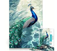 Puzzle numérique Paon dans l'eau pour Adultes, 1000 pièces, Jeu de réflexion, Divertissement d'intérieur, découpe de précision, Cadeau de Noël (38x52cm)