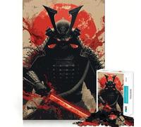 Puzzle numérique pour Adultes Guerrier samouraï à l'épée Rouge (38x26cm) 1000 pièces Casse-tête et détente mentale Idée Cadeau pour Le Père Noël