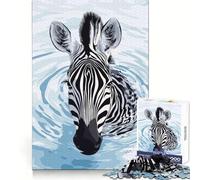 Puzzle numérique Zèbre dans l'eau 1000 pièces pour Adolescents Défi intellectuel Loisirs et détente Assemblage sans Couture Idée Cadeau de Noël (38x52cm)