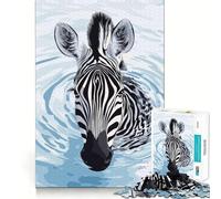 Puzzle numérique Zèbre dans l'eau 1000 pièces pour Adolescents Jeu de mémoire Amusant Découpe Nette Composants Robustes Jeu Portable et idéal pour Les Voyages (38x26cm)