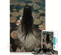 Puzzle Nymphe Nénuphars 1000 pièces pour Adolescents Jeu de mémoire Amusant,Propre et sans Couture Activité de Groupe relaxante en intérieur (50x75cm)
