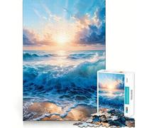 Puzzle Océan Coucher de Soleil Vagues 1000 Pièces Jeu de Détente et d'Éveil Pièce de Collection Art Découpée avec Précision (38x26cm)