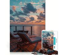 Puzzle Océan Crépuscule 1000 pièces pour Adultes Jeu Intelligent et Amusant à Assembler Ensemble Cadeau saisonnier (38x26cm)