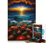 Puzzle Océan Crépuscule au Coucher de Soleil pour Adolescents 1000 Pièces Développe la Mémoire Doucement Profiter Bords Nets Cadeau de Noël 38x52cm