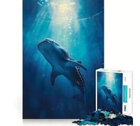 Puzzle Océan Requin Baleine 1000 Pièces Jeu de Réflexion Créatif Découpe Nette et Pièces Robustes Idéal pour Les Voyages (38x26cm)