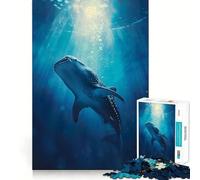 Puzzle Océan Requin Baleine 1000 Pièces Jeu de Réflexion Créatif Découpe Nette et Pièces Robustes Idéal pour Les Voyages (38x52cm)
