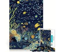 Puzzle Océan sous-Marin de Nuit 1000 Pièces Jeu de Construction Focus Zéro Espace Ajustement Parfait Activité Récompenseuse pour Les Jours de Pluie (50x75cm)