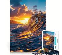 Puzzle Océan Vagues 1000 Pièces pour Adultes Jeu de Concentration et de Réflexion Loisirs à Domicile Bordure Fine Cadeau de Noël (38x26cm)