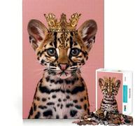 Puzzle Ocelot Couronne Pastel 1000 pièces pour Adultes, Jeu de logique et de Stimulation, Amusant à Partager, Bords Premium, Cadeau élégant (38x26cm)