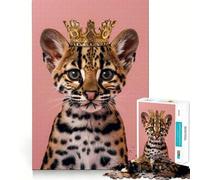 Puzzle Ocelot Couronne Pastel pour Adolescents 1000 pièces Jeu Intelligent à Partager en Famille Motif à Assembler Choix du Père Noël (50x75cm)