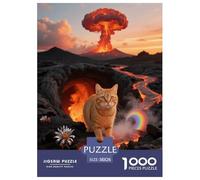 Puzzle OciChat 1000 Pièces en Carton pour Adultes Jeu ÉduChatif Jeu De Défi Casse-tête Chat Volcan Lave Cadeau Enfant Home Decor 38x26cm/1000pcs