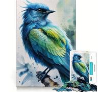 Puzzle Oiseau Bleu Aquarelle pour Adultes 1000 Pièces Jeu de Mémoire Découpe Fine Finition Premium Un Passe-Temps Captivant (50x75cm)