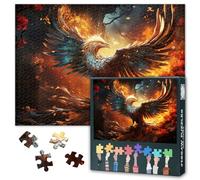 Puzzle Oiseau Jigsaw, Aigle Volant dans une Forêt Mystique avec Feu Puzzles pour Adultes 1000 Pièces, Phoenix Impossible Jigsaw Puzzle Adulte 50x70cm