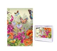Puzzle oiseaux fleurs papillon pour adultes 1000 pièces Puzzle en bois à partir de photos, casse-tête stimulant parfait pour les soirées de jeu, décoration de la maison, cadeau pour les vacances