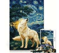 Puzzle Okami Hurlements sous la Nuit Étoilée 1000 Pièces pour Adolescents Stimulation Cérébrale Joie Familiale Bordure Parfaite Cadeau Souvenir (38x26cm)