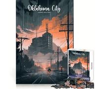 Puzzle Oklahoma Urban Horizon 1000 pièces pour Adolescents Souvenirs, Sévérité, Découpe Lisse, Cadeau élégant (50x75cm)