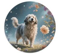 Puzzle Old English SheepChien 1000 Pièces en Carton pour Adultes Jeu ÉduChatif Jeu De Défi Puzzles Chien Fleurs Cadeau Anniversaire Home Decor 1000pcs (67.5x67.5cm)