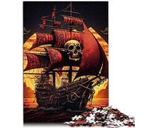 Puzzle OLIKED 1000 Pièces Bateau Pirate Crâne, Cadeau pour Adultes et Enfants, 26 x 38 cm, Carton, Jigsaw, Style Antique, 14 ans et plus