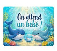 Puzzle on Attend Un bébé ! | 30 Pièces 24 × 19 cm Carton Brillant 2 mm | Message à Reconstituer Annonce Surprise | Cadeau Anniversaire Noël