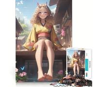 Puzzle Oni Girl dans Un Village pour Adolescents, 1000 pièces, Jeu de logique Robuste, Silencieux et aux Bords Nets, Cadeau élégant (38x52cm)
