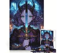 Puzzle Oni Girl Épée Lumineuse pour Adultes 1000 Pièces Jeu de Réflexion Détente et Image à Assembler Cadeau Parfait (50x75cm)
