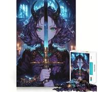 Puzzle Oni Girl Épée Lumineuse pour Adultes 1000 Pièces Jeu de Réflexion Détente et Image à Assembler Cadeau Parfait (50x75cm)