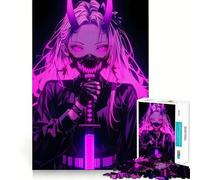 Puzzle Oni Girl Neon Katana pour Adolescents, 1000 pièces, Jeu de logique Robuste, Silencieux et aux Bords Nets, Cadeau élégant (50x75cm)