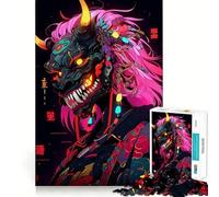 Puzzle Oni Mask Cyberpunk Art 1000 pièces pour Adolescents, Stimulant la réflexion, Joie familiale, Bords précis, Cadeau mémorable (50x75cm)