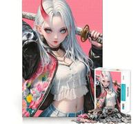 Puzzle Oni Samurai Girl 1000 pièces pour Adolescents, Puzzle Stimulant et apaisant, Bords Nets, Cadeau de qualité supérieure (50x75cm)