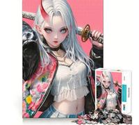 Puzzle Oni Samurai Girl pour Adolescents, 1000 pièces, Jeu Intelligent à Partager en Famille, Motif à Assembler, Cadeau du Père Noël (38x26cm)