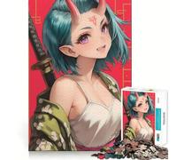 Puzzle Oni Samurai Girl Sword 1000 pièces pour Adultes pour stimuler la mémoire et se détendre mentalement Découpe de qualité supérieure Surprise chaleureuse (38x26cm)