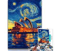 Puzzle Opéra de Sydney Ciel Nocturne pour Adolescents 1000 Pièces, Assemblage de Motifs Amusant Activités à la Maison, Cadeau d'anniversaire, Cadeaux de Voyage 38x26cm