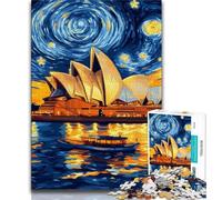 Puzzle Opéra de Sydney la Nuit pour Adolescents, 1000 pièces, Jouet éducatif et décompressant, décoration Parfaite (38x26cm)