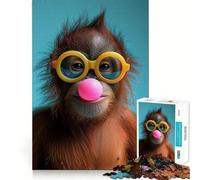 Puzzle Orang-outan Bubblegum pour Adolescents 1000 pièces Stimule la mémoire Jeu d'intérieur Image à Assembler Cadeau de Vacances (38x52cm)