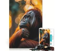 Puzzle Orang-outan Coucher de Soleil 1000 pièces pour Adolescents Jeu de logique et de réflexion Découpe précise (38x52cm)