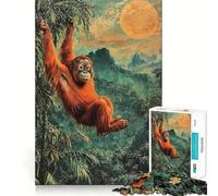 Puzzle Orang-outan dans la Jungle pour Adultes, 1000 pièces, renforce Les Liens familiaux, Bords Nets, Cadeau d'anniversaire (38x52cm)