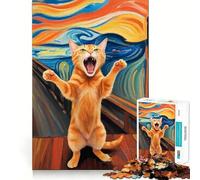 Puzzle Orange Cat The Scream 1000 pièces pour Adolescents, Jeu de réflexion, Design paisible et Amusant, Cadeau Unique (38x26cm)