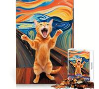 Puzzle Orange Cat The Scream 1000 pièces pour Adolescents, Jeu de réflexion, Design paisible et Amusant, Cadeau Unique (38x26cm)