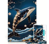 Puzzle Orca Kintsugi Art pour Adultes, 1000 pièces, Puzzle d'imagination Relaxant, Image à Assembler, Cadeau de Noël (50x75cm)