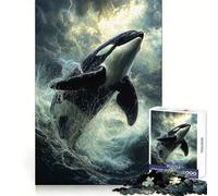 Puzzle Orca Leaping Storm pour Adultes, 1000 pièces, renforce Les Liens familiaux, Bords Nets, Cadeau d'anniversaire (38x26cm)