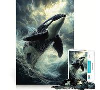 Puzzle Orca Leaping Storm pour Adultes, 1000 pièces, renforce Les Liens familiaux, Bords Nets, Cadeau d'anniversaire (38x26cm)