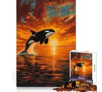 Puzzle Orca Sunset Ocean Scenic pour Adultes, 1000 pièces, renforce la mémoire, Passe-Temps à la Maison, Bords Nets, Cadeau élégant (50x75cm)