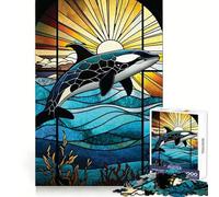 Puzzle Orca Vitrail 1000 Pièces pour Adolescents Jeu de logique et d'habileté Découpe précise Cadeau de Noël idéal (50x75cm)