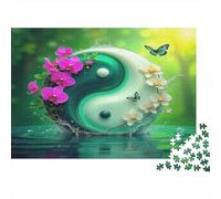 Puzzle Orchidée Yin Yang 1000 pièces Art Floral Yin Yang Pièces durables imbriquées Carton recy adeau Adultes 52x38cm