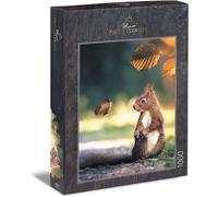Puzzle « Oreille Pinceau Et Queue D'aronde » Puzzle Distinctif De 1000 Pièces Avec De Petits Amis D'animaux - L'écureuil Énorme Est Surpris Par Le Papillon Bien Camouflé