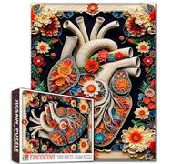 Puzzle organes humains en forme de cœur de 1 000 pièces pour adultes, organes anatomiques, fleurs, plantes, divertissement, jouet de fête d'anniversaire, jouet pour homme et femme, décoration murale